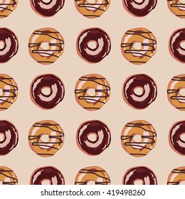 Glazed doughnut seamless colorful pattern