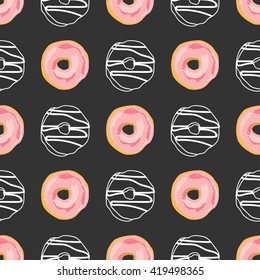 Glazed doughnut seamless colorful pattern