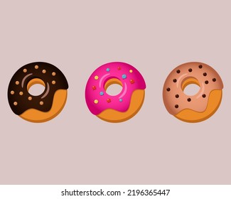 Glazed doughnuts with sprinkles. Donuts. Vector illustration.