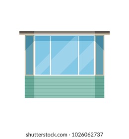 Glazed modern balcony vector Illustration on a white background