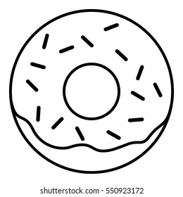 Glasierter Ring mit Sprinklen. Dünne lineare Vektorgrafik