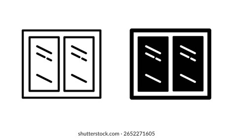 Conjunto de ícones de janela vidrada. ícone de janela vidrada dupla, linha simples e arte de glifo de janela vidrada dupla, logotipos e ícones de janela vidrada dupla.