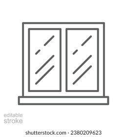 Glazed window icon. Simple outline style. Double glazing, window frame, room, house, home interior concept. Thin line symbol. Vector illustration isolated. Editable stroke.