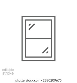 Glazed window icon. Simple outline style. Double glazing, window frame, room, house, home interior concept. Thin line symbol. Vector illustration isolated. Editable stroke.