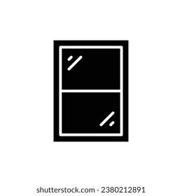 Glazed window icon. Simple solid style. Double glazing, window frame, room, house, home interior concept. Silhouette, glyph symbol. Vector illustration isolated.