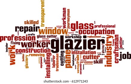 Glazier word cloud concept. Vector illustration