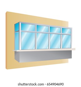 glazing of balconies icon, vector illustration