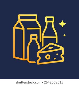 Gleaming Dairy Delights on Midnight Blue. Icon symbol illustration