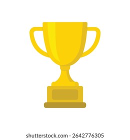 A gleaming gold trophy cup in flat design, symbolizing first place achievement. Perfect for victory, awards, or success themes.