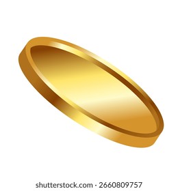 Anel dourado brilhante sobre fundo branco com brilhos sutis.