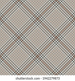 Glen check pattern in grey and beige. Houndstooth seamless light tartan tweed plaid graphic vector for dress, skirt, blanket, throw, other modern spring autumn everyday fashion textile print.
