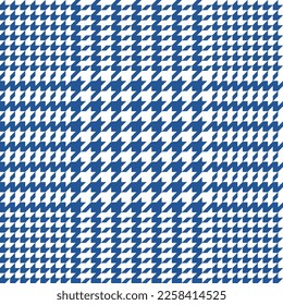 Glen check pattern. Plaid of geometric print in blue and white cage. Goose foot. Houndstooth tartan tweed. Dogs tooth. Scottish cage. Seamless fabric texture. Vector illustration