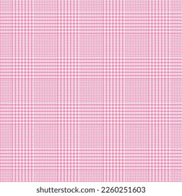 Patrón de verificación de la luz. Impresión geométrica en jaula rosa y blanca. Pie de ganso. Tartan de gallo tuiteó. Diente de perros. Jaula escocesa. Textura de tela sin fisuras. Ilustración del vector