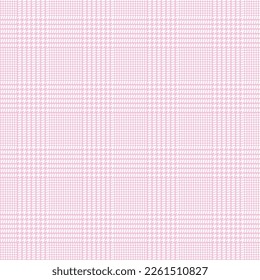 Patrón de verificación de la luz. Impresión geométrica en jaula rosa y blanca. Pie de ganso. Tartan de gallo tuiteó. Diente de perros. Jaula escocesa. Textura de tela sin fisuras. Ilustración del vector