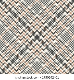 Glen check plaid pattern. Autumn tartan vector in grey and beige. Tweed background for spring autumn winter jacket, coat, dress, skirt, throw, other modern everyday clothing fashion fabric print.