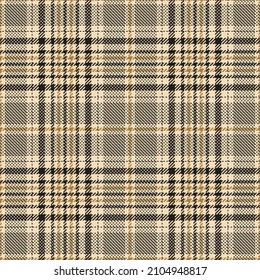 Glen revisa el patrón de plaid en oro, negro, beige. Ilustración de fondo tartán sin foco para la chaqueta de invierno del otoño de primavera, falda, pantalones, pijamas, manta, pañuelo, otro diseño textil.