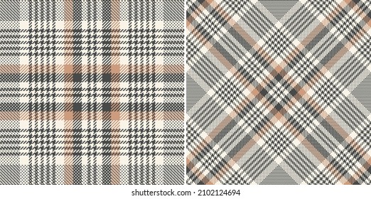 Glen check plaid pattern print for spring autumn winter. Seamless large neutral tweed tartan vector illustration graphic for scarf, blanket, throw, poncho, other modern fashion textile design.