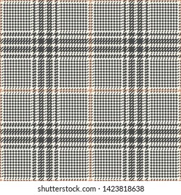 Glen check plaid pattern. Seamless hounds tooth classic tweed plaid in grey and beige for modern coat, jacket, or other fabric design.