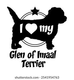 Glen of Imaal Terrier. dog silhouette, i love my dog,  dog, dog breeds, logo, vector, silhouette, animal, illustration, icon, sign, black, pet,