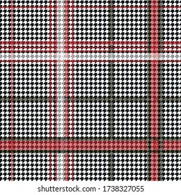 Glen plaid checkered pattern in red white black, for clothing/ upholstery print etc.
