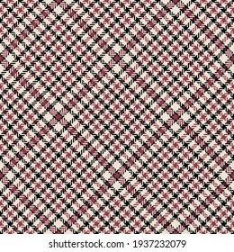 Glen plaid pattern in black, red, white. Seamless herringbone check plaid graphic background vector for dress, skirt, blanket, throw, other modern spring autumn winter everyday fashion textile print.
