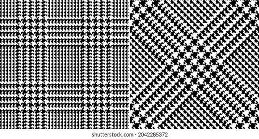 Glen plaid pattern in black and white. Seamless herringbone tweed tartan vector background graphic for jacket, coat, scarf, trousers, skirt, other modern spring autumn winter fashion textile print.