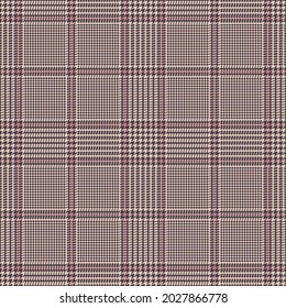 Glen plaid pattern in brown and pink for spring autumn winter. Seamless tweed tartan check plaid clothing graphic background for skirt, trousers, jacket, dress, other modern fashion fabric design.