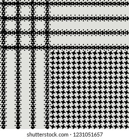 glen plaid pattern in classic black and white. Seamless fabric texture. textile sublimation