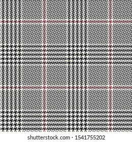 Glen plaid pattern. Classic seamless hounds tooth check plaid texture in grey, off white, and pink for trousers, coat, skirt, jacket, or other modern autumn or winter fashion clothes print.