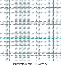 Glen plaid pattern. Classic seamless hounds tooth tartan check plaid texture in grey, blue green, and white for coat, skirt, jacket, or other modern spring or summer tweed fashion clothes print.