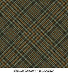Glen plaid pattern in green and brown. Seamless dark textured tartan check plaid background for flannel shirt, skirt, blanket, duvet cover, or other modern interior design or textile print.