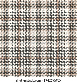 Glen plaid pattern in grey and beige. Houndstooth seamless light tartan check plaid graphic for dress, skirt, trousers, blanket, throw, other modern spring autumn everyday fashion textile print.