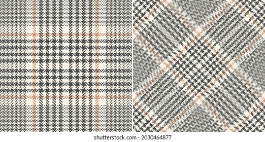 Glen plaid pattern in grey and beige. Herringbone textured seamless neutral tartan check plaid for skirt, blanket, duvet cover, other modern spring autumn winter tweed fashion textile print.