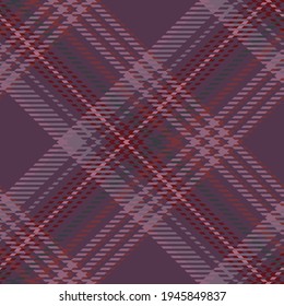 Glen plaid pattern in lilac; pink; red. Seamless checkered background. Colored Scottish diagonal cage. Abstract texture. Vector graphics printing on fabrics, shirts and textiles.