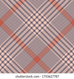 Glen plaid pattern in pink, red, grey. Hounds tooth check plaid tartan background for jacket, skirt, trousers, bag, purse, or other modern autumn or spring tweed textile design.