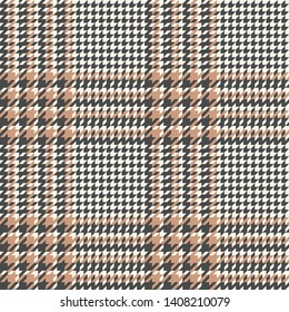 Glen plaid pattern seamless vector in beige and grey. Hounds tooth check plaid for modern fashion textile design.