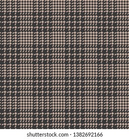 Glen plaid pattern vector in beige and grey. Traditional tweed hounds tooth texture.