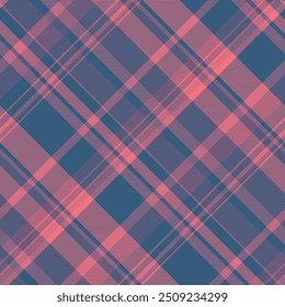 Tecido de glen tartan xadrez, madras textura têxtil sem costura. Vetor de verificação de plano de fundo de padrão colorido na paleta de cores vermelho e ciano.