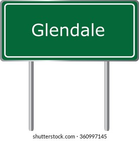 Glendale , Colorado , road sign green vector illustration, road table, USA city