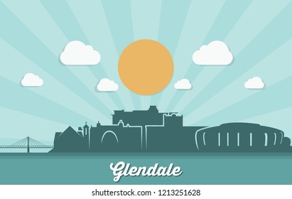 Glendale Skyline - Arizona United States Of America USA - Vector Illustration