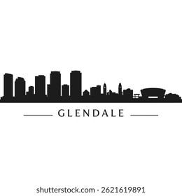 Glendale Skyline Vector with Cityscape, and Silhouette.