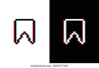 glich effect Favorite bookmark icon 8 bit, pixel art Favourite symbol 8-bit for game logo.