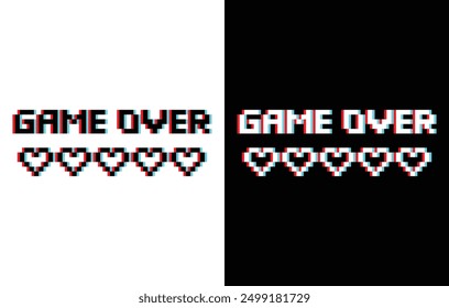 glich effect game over icon vector pixel text 8 bit