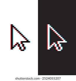 glich effect pixel arrow cursor icon. Vector pixel art 8 bit logo for game