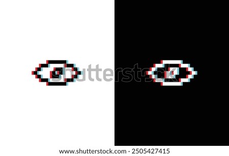 glich effect pixel eye icon vector pixel art element for 8 bit game