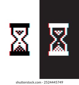 glich effect pixel hourglass vector icon 8 bit