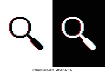 glich effect pixel Search Icon magnifier glasses sign company logo template