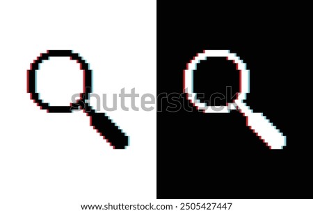 glich effect pixel Search Icon magnifier glasses sign company logo template