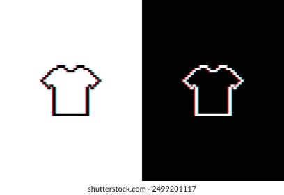 glich effect pixel T-shirt icon sign for 8 bit game