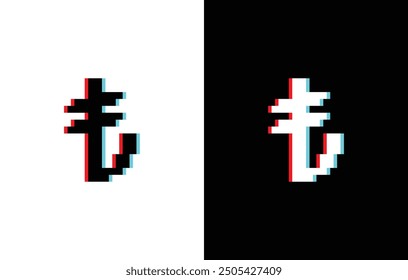 glitt effekt pixel türkische lira symbol pixel art geld zeichen für 8 bit spiel